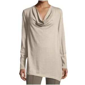 Lafayette 148 Cowl Neck Asymmetrical Lightweight Wool Tunic Sweater Large